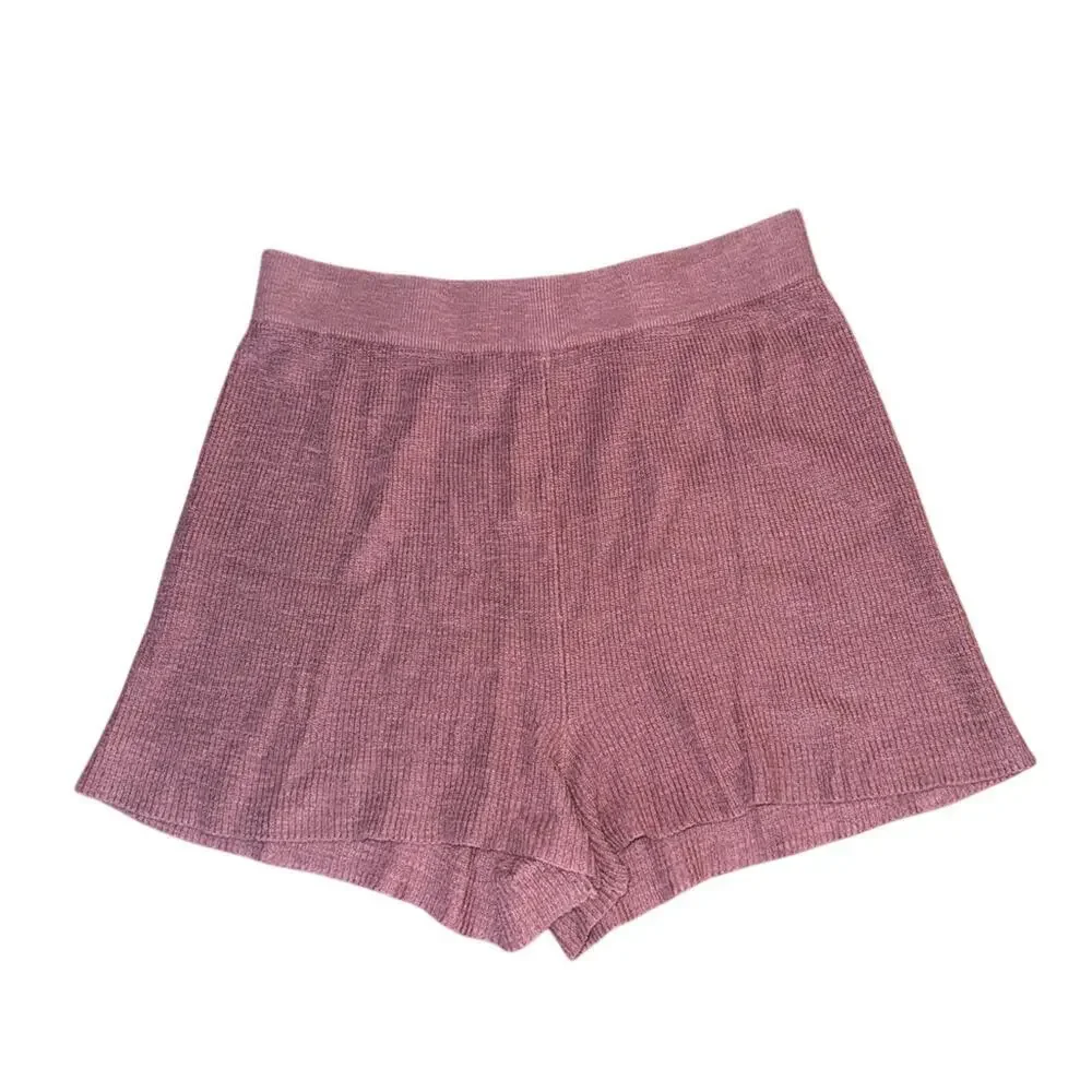 Free People FP Beach Malibu Surf Stretch Knit Pull On Shorts Pink Mauve Size M
